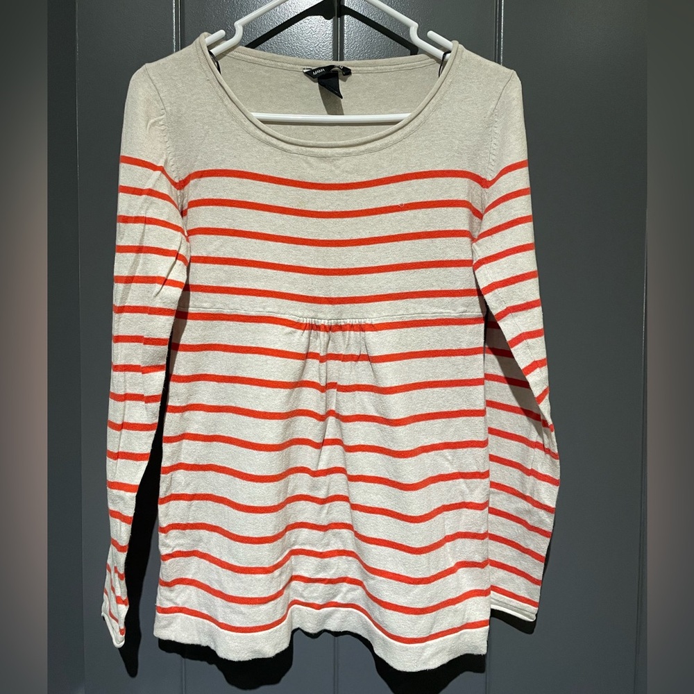 H&M Beige and Orange Striped Sweater